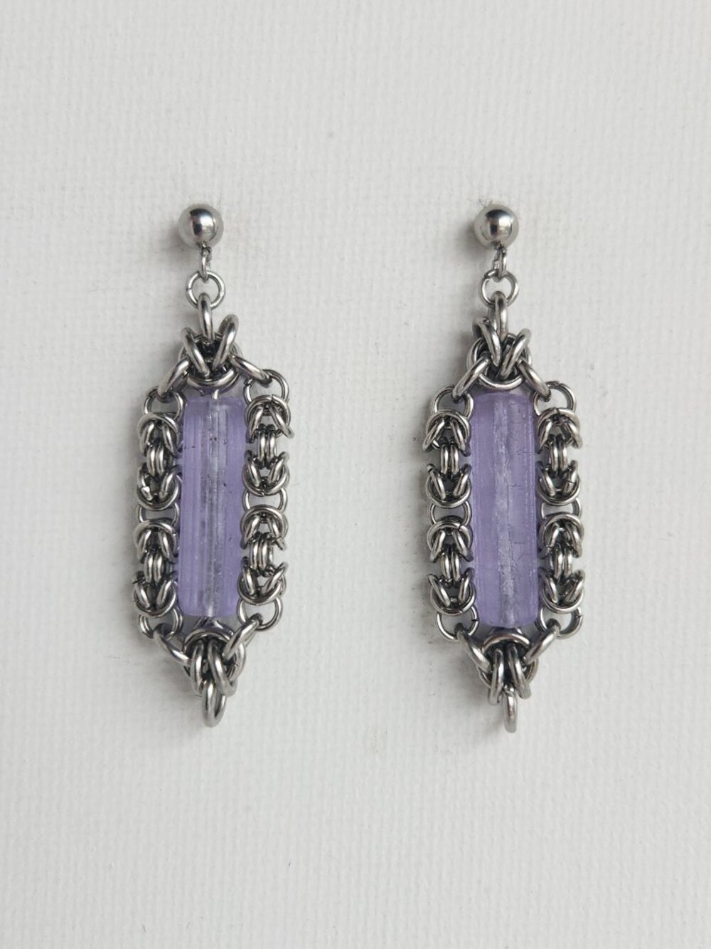 Silver and purple crystal fairy earrings